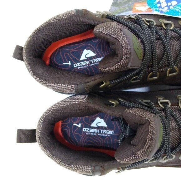 Ozark Trail Free Edge Hiker Boots Leather Waterproof Ergonomic Footbed Men 7 NIB main image 6